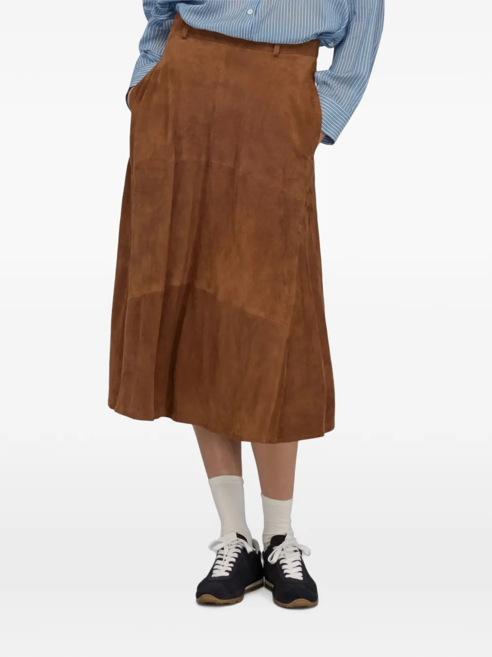 Semicouture Laurencia panelled suede midi skirt