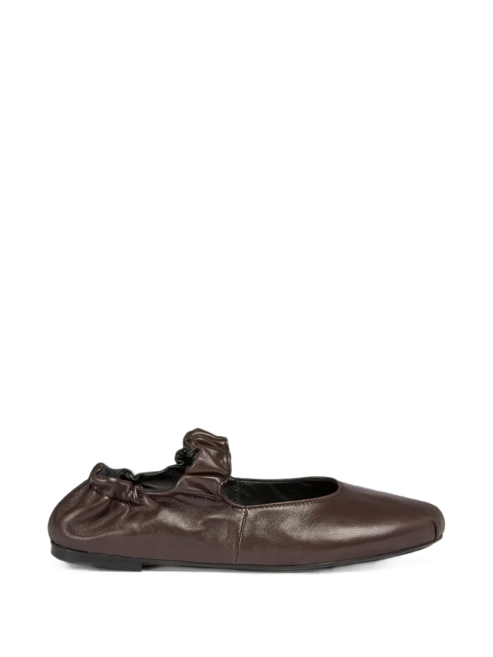 Semicouture Ivy ruffled leather ballet flats - Marrone