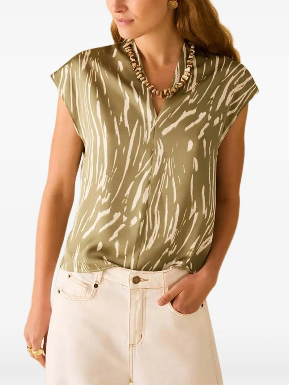 Pennyblack abstract-print sleeveless blouse - Verde