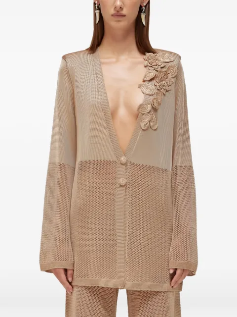 Blugirl floral-appliqué open-knit cardigan