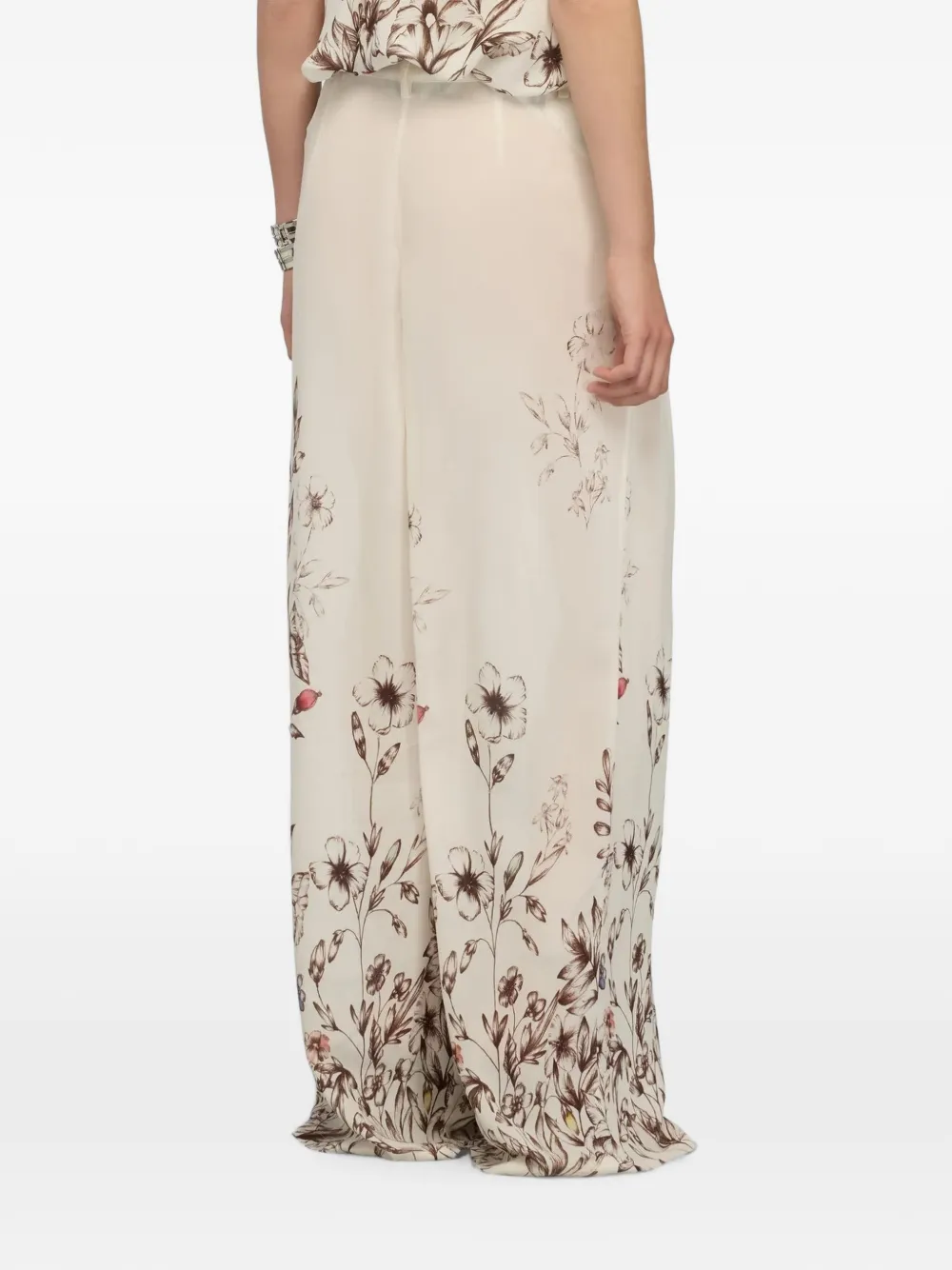 Semicouture Angeline palazzo broek met bloemenprint Beige