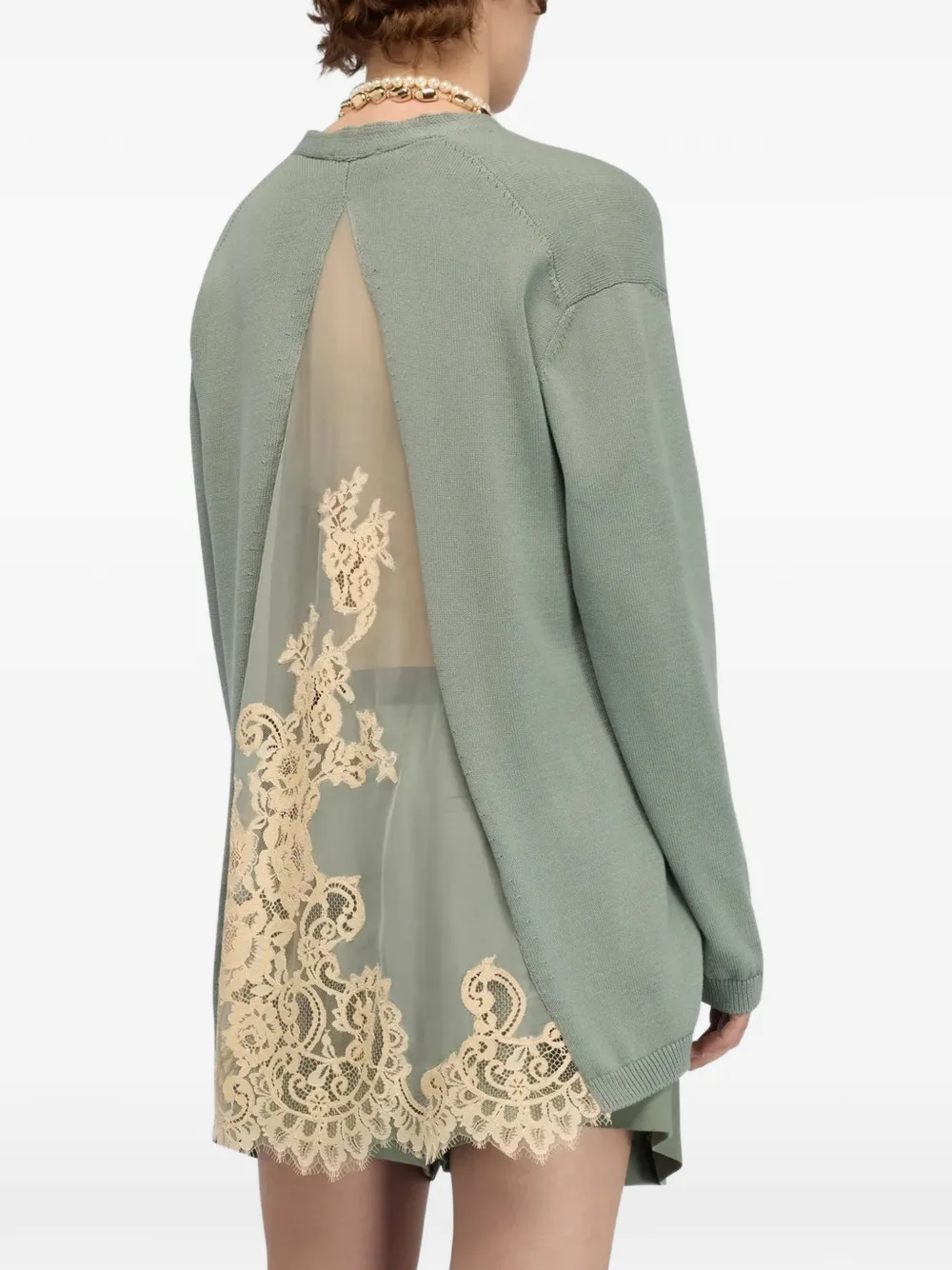 Semicouture Nina vest met kanten vlak Groen