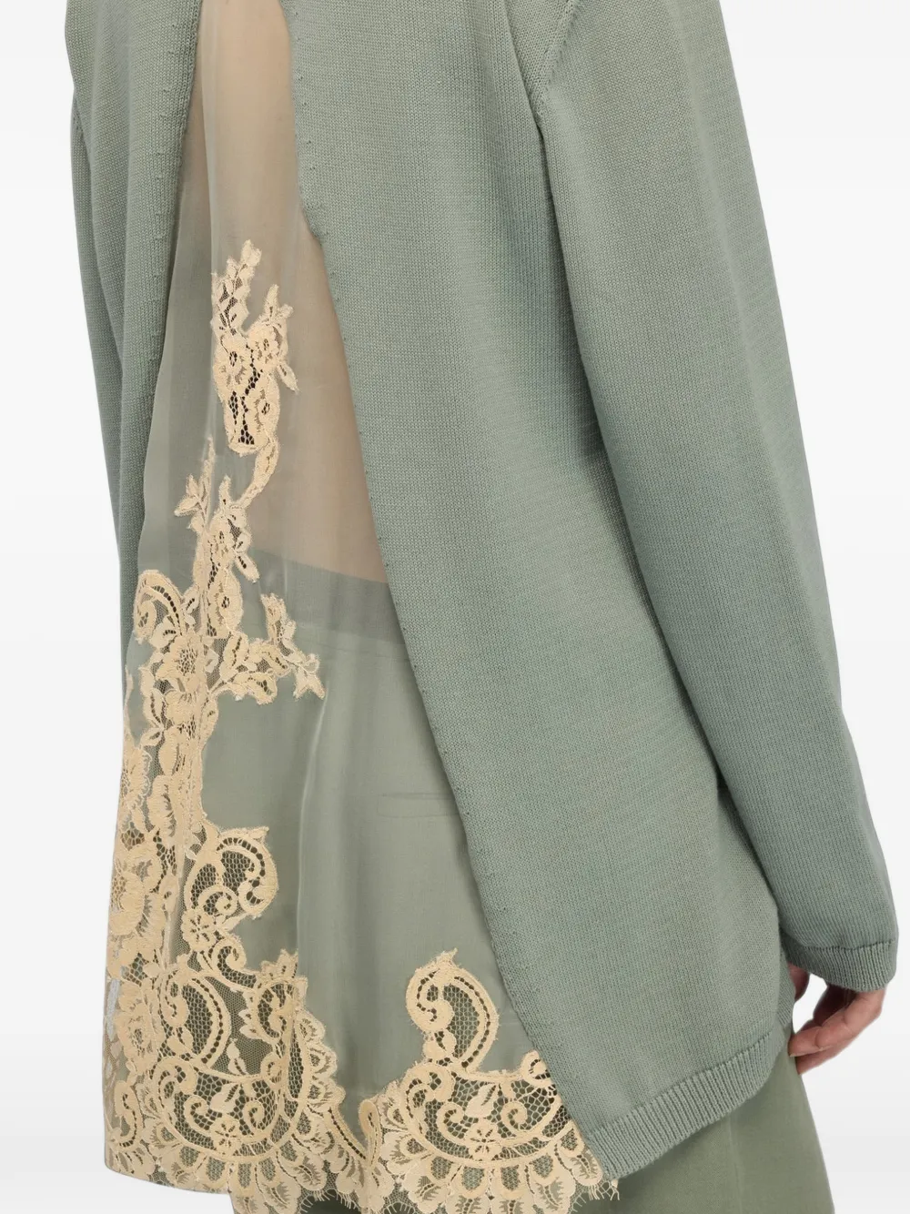 Semicouture Nina vest met kanten vlak Groen