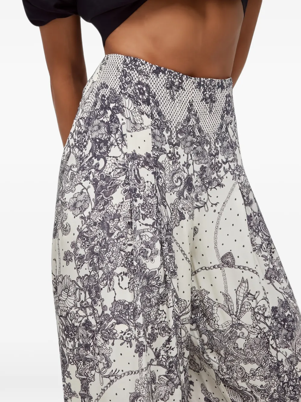 Blugirl Palazzo broek met kanten print Wit