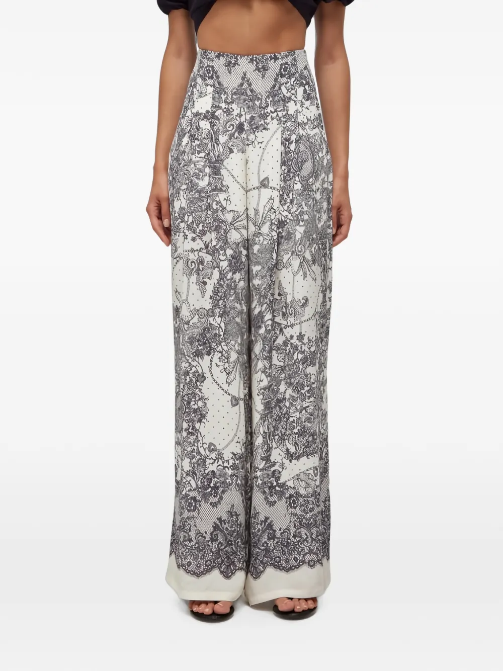 Blugirl lace-print palazzo pants