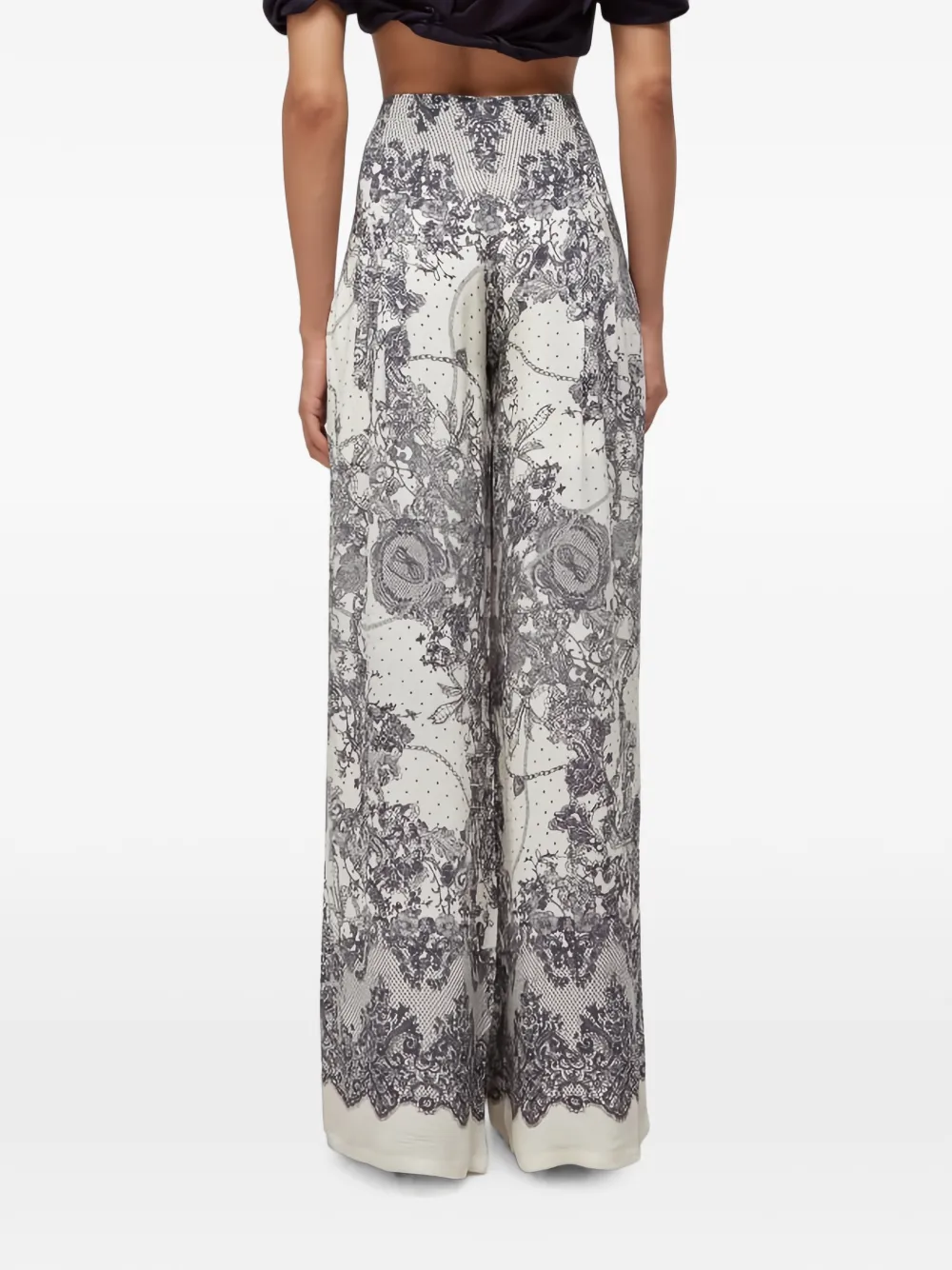 Blugirl Palazzo broek met kanten print Wit