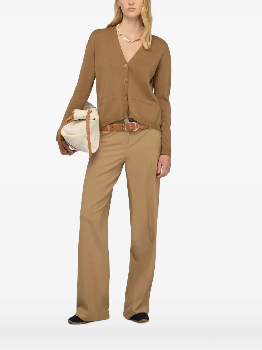 Semicouture pleated-panel V-neck cardigan