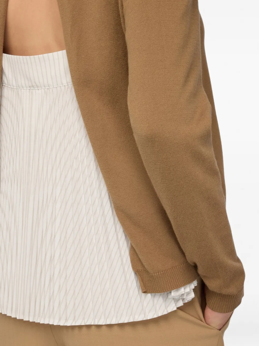 Semicouture pleated-panel V-neck cardigan Bruin