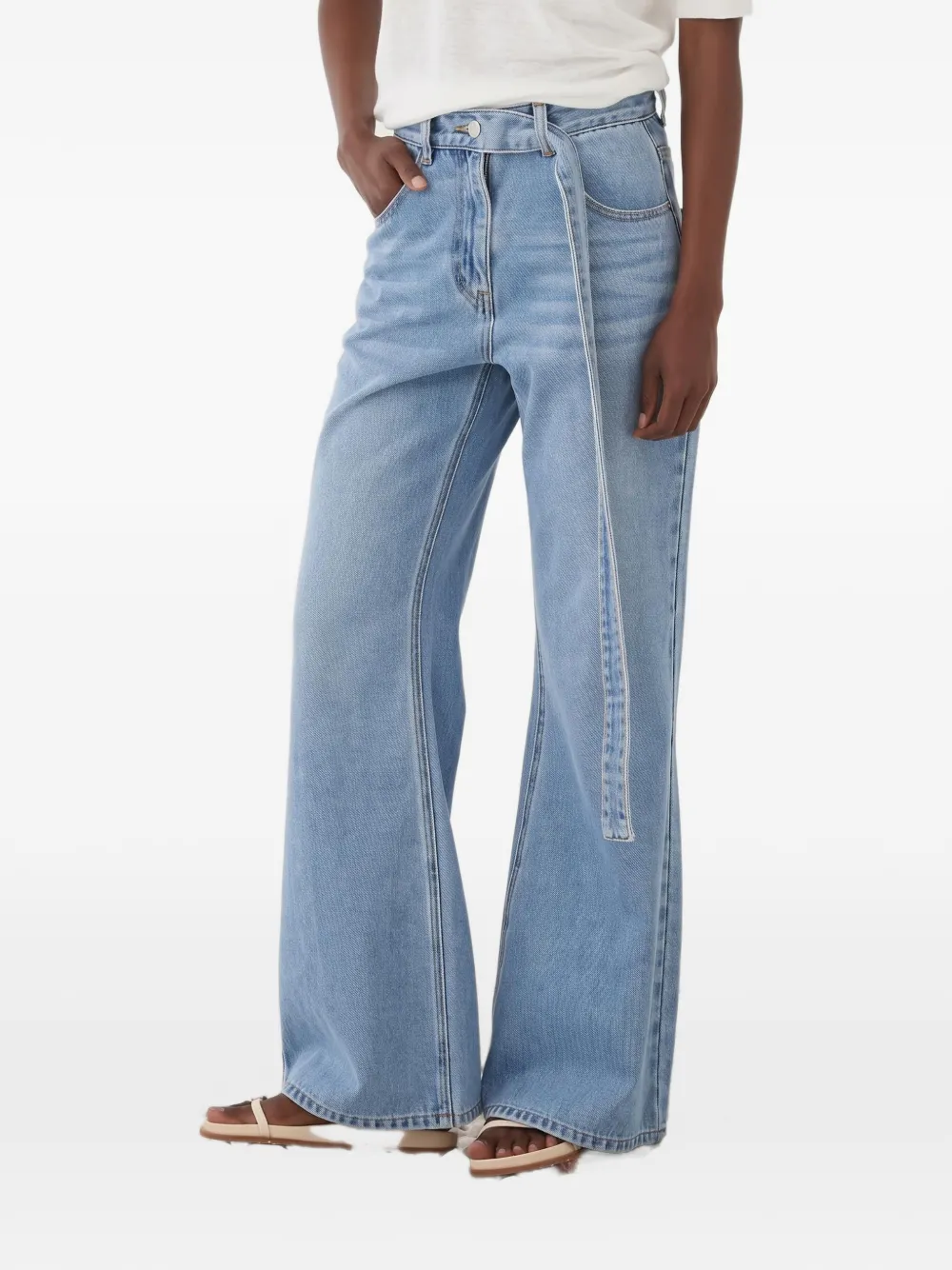 Eleh belted wide-leg jeans - Blu