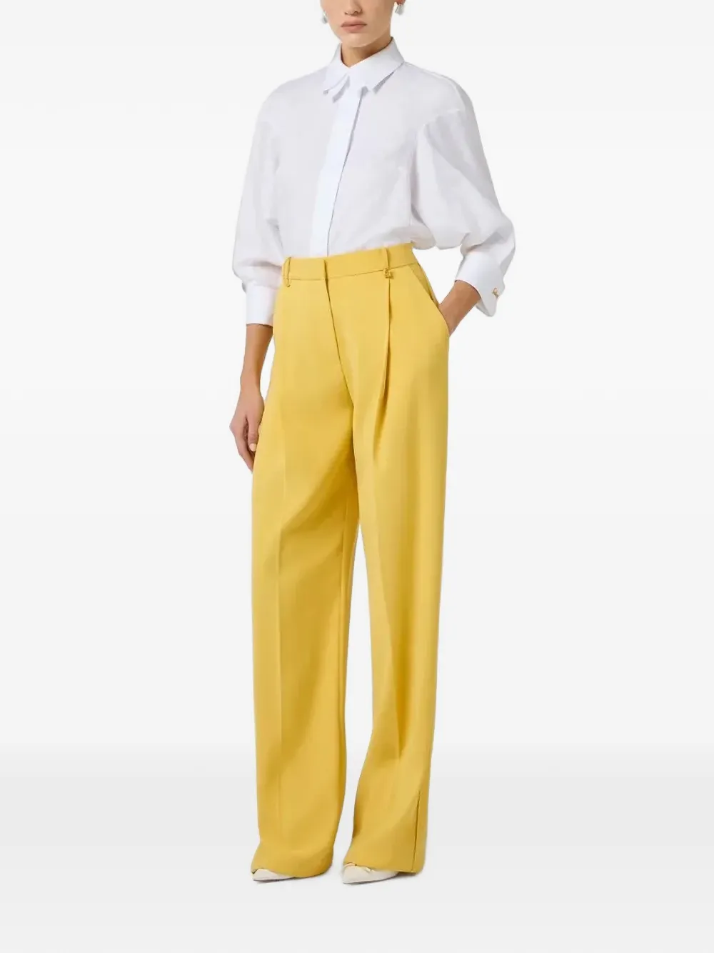 Elisabetta Franchi Blouse met jacquard en manchetknopen Wit