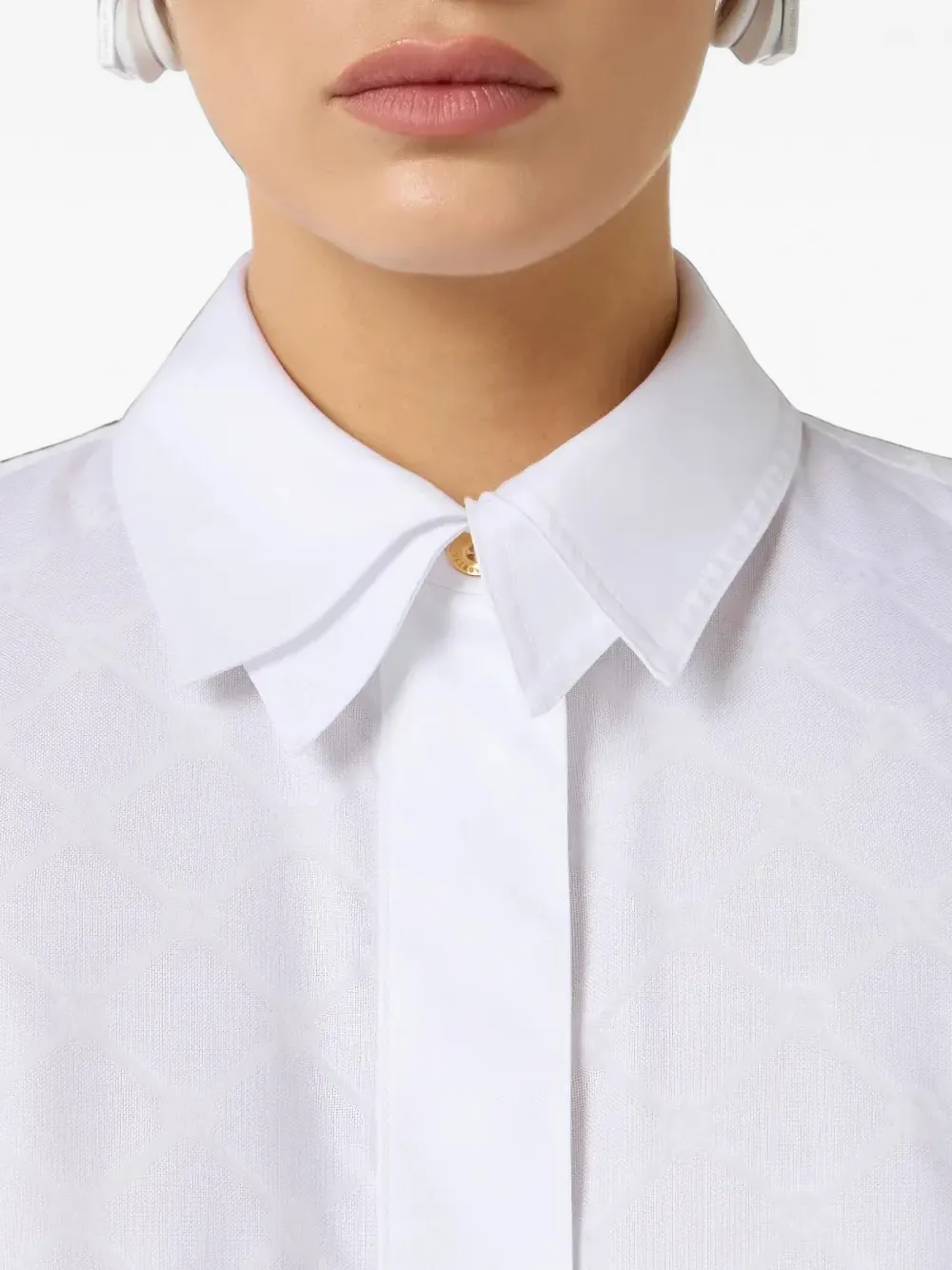 Elisabetta Franchi Blouse met jacquard en manchetknopen Wit