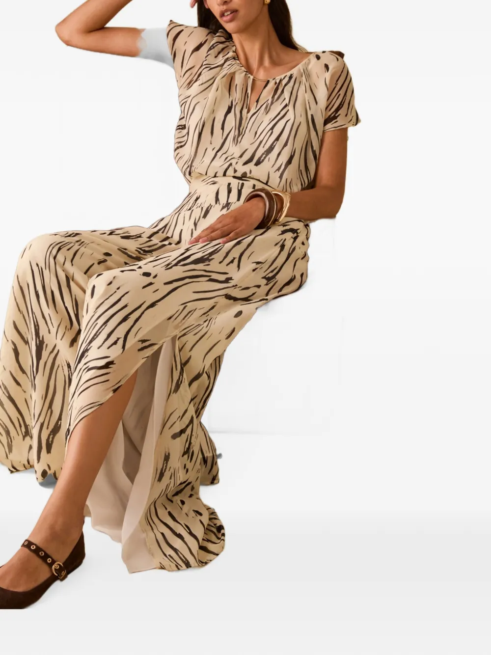 Pennyblack Vespa palazzo broek met zebraprint Beige