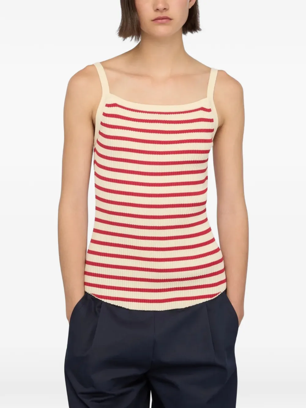 Semicouture striped ribbed-knit tank top