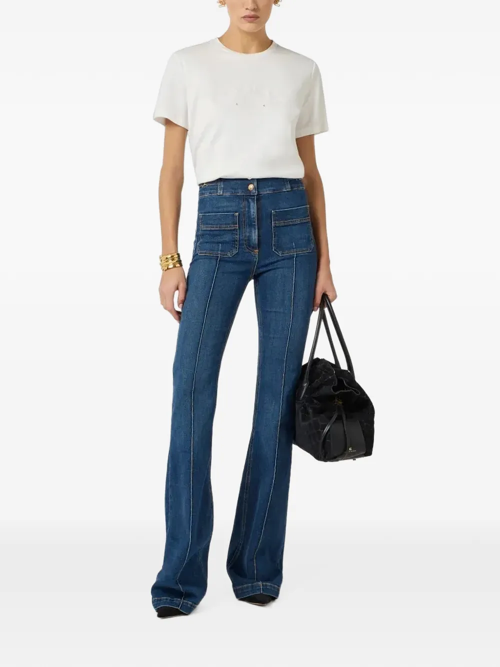 Elisabetta Franchi boot-cut jeans with logo details - Blu