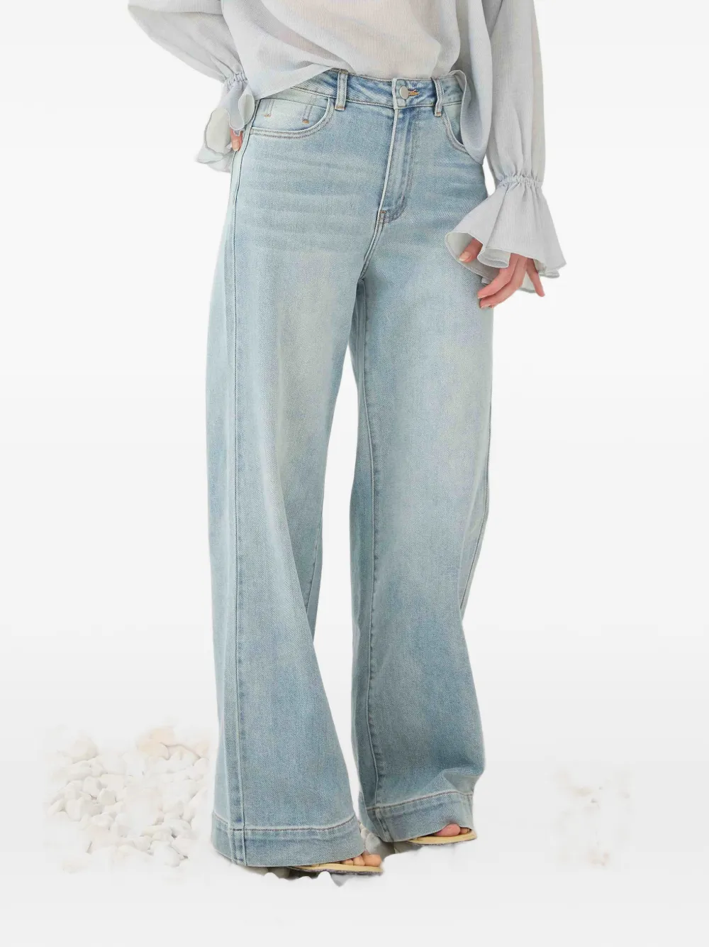 Eleh belt-loop wide-leg jeans - Blu