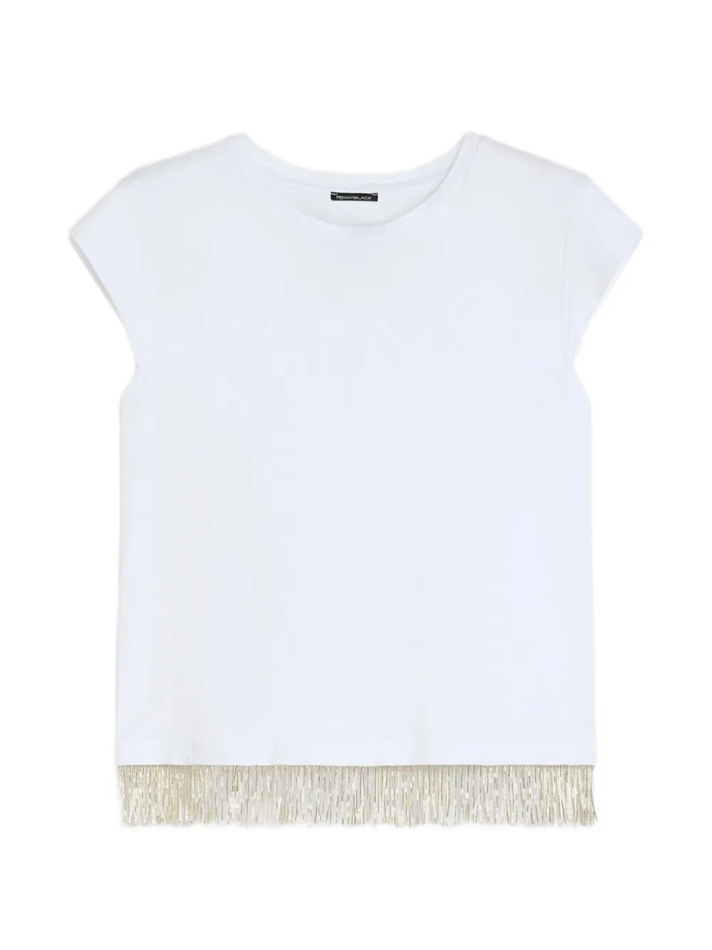Pennyblack fringe-trim short-sleeve T-shirt - Bianco