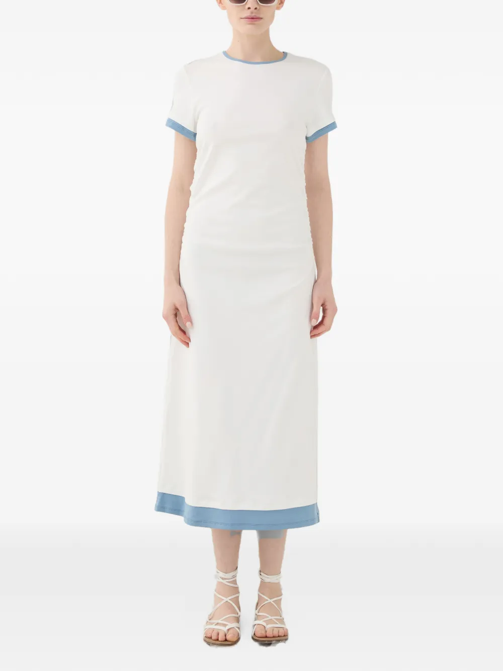 Eleh contrast-trim short-sleeve midi dress