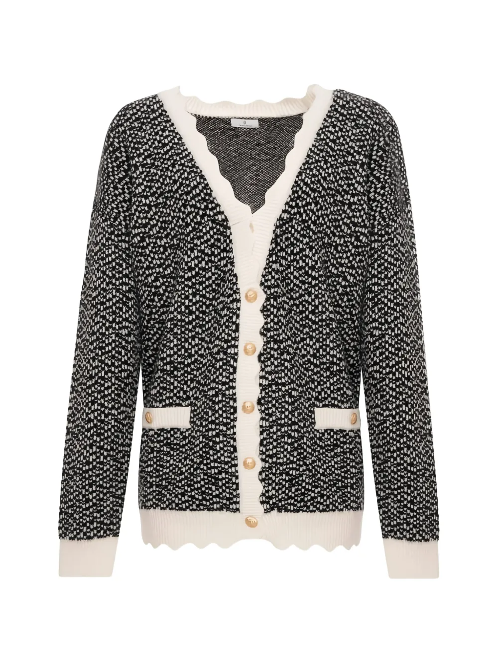 FRACOMINA scallop-edge knit cardigan Zwart