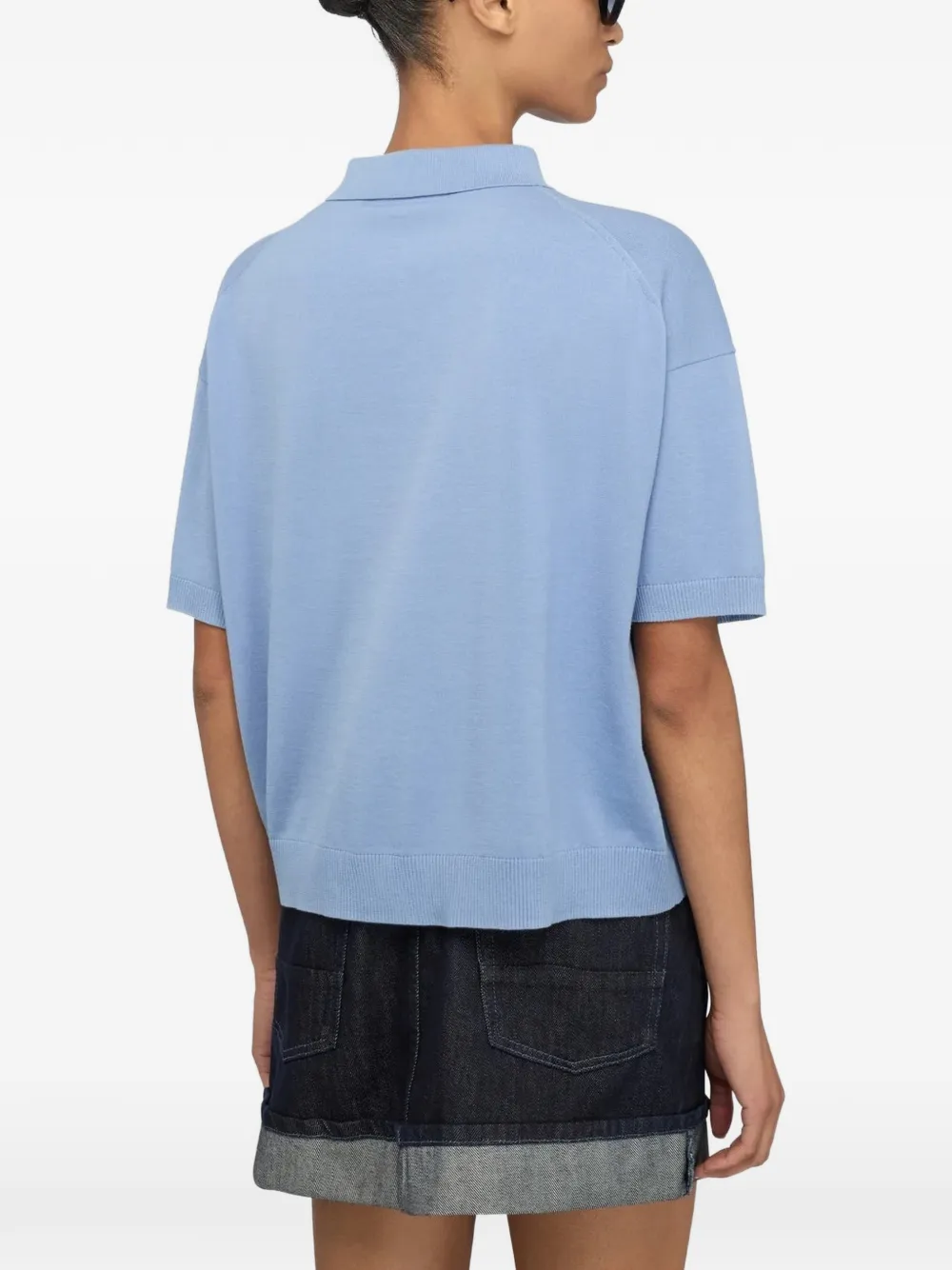 Semicouture Trui met korte mouwen en rits Blauw