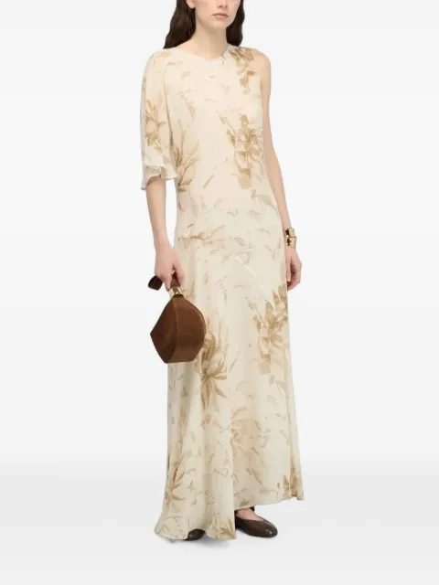 Semicouture Serena floral-print one-shoulder maxi dress