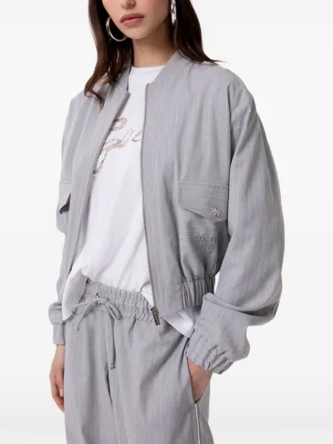 Gaëlle Paris logo-embroidered zipped bomber jacket