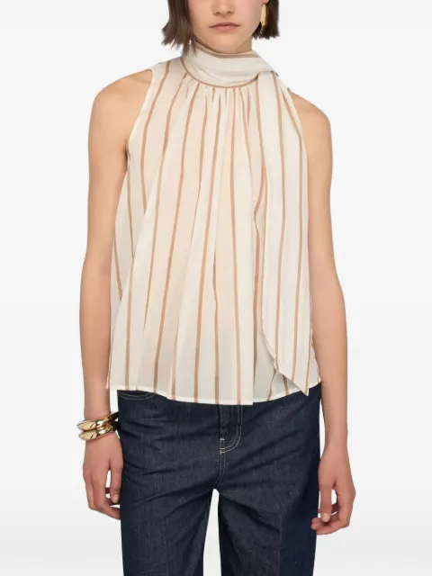 Semicouture Rayas striped tie-neck top