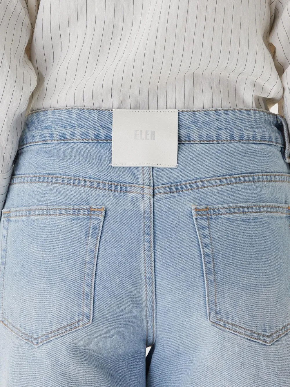 Eleh Gerafelde denim shorts met logopatch Blauw