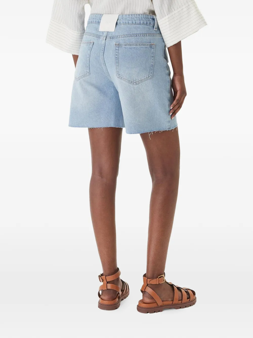 Eleh Gerafelde denim shorts met logopatch Blauw