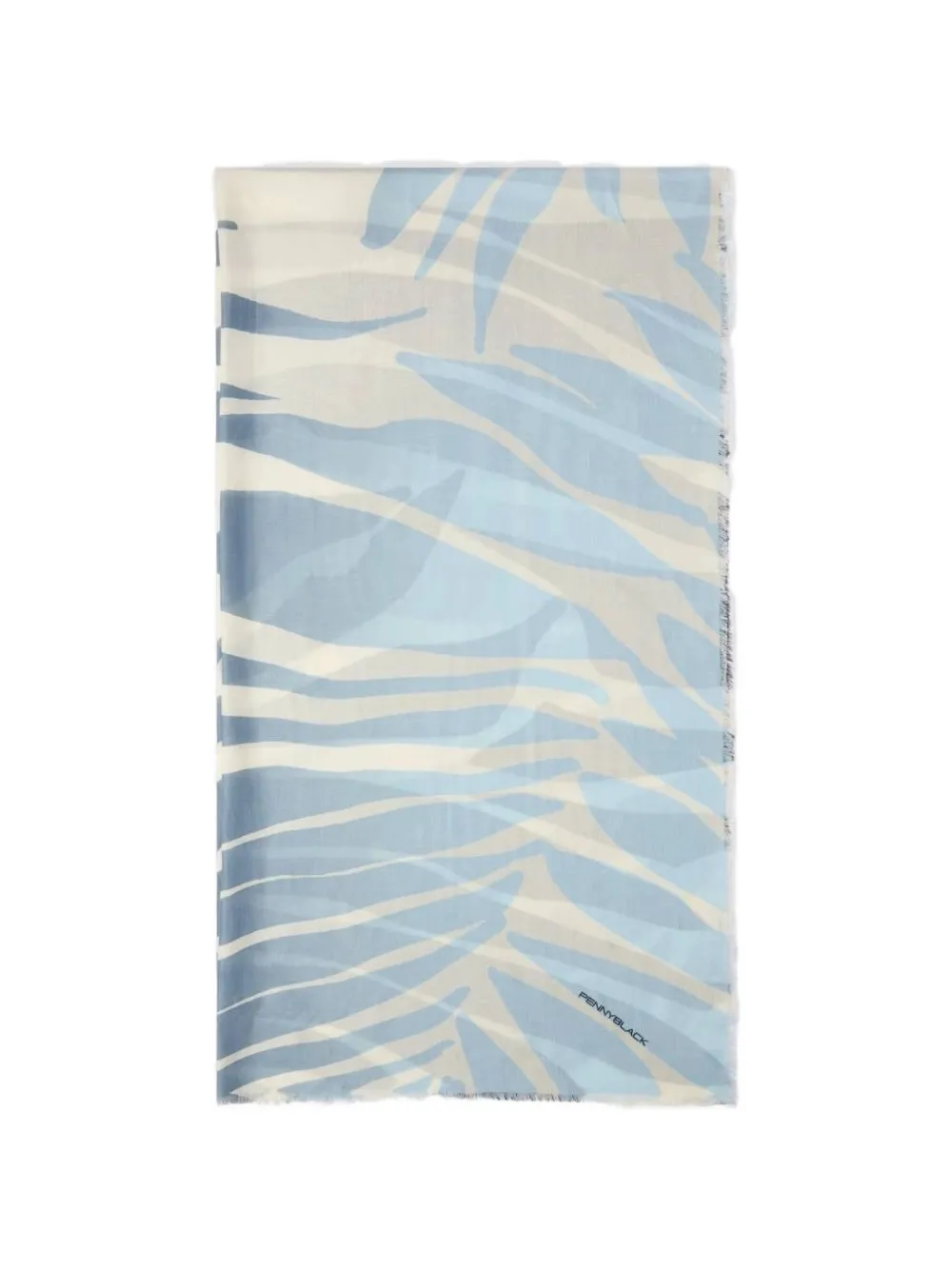 Pennyblack leaf-print frayed scarf - Blu