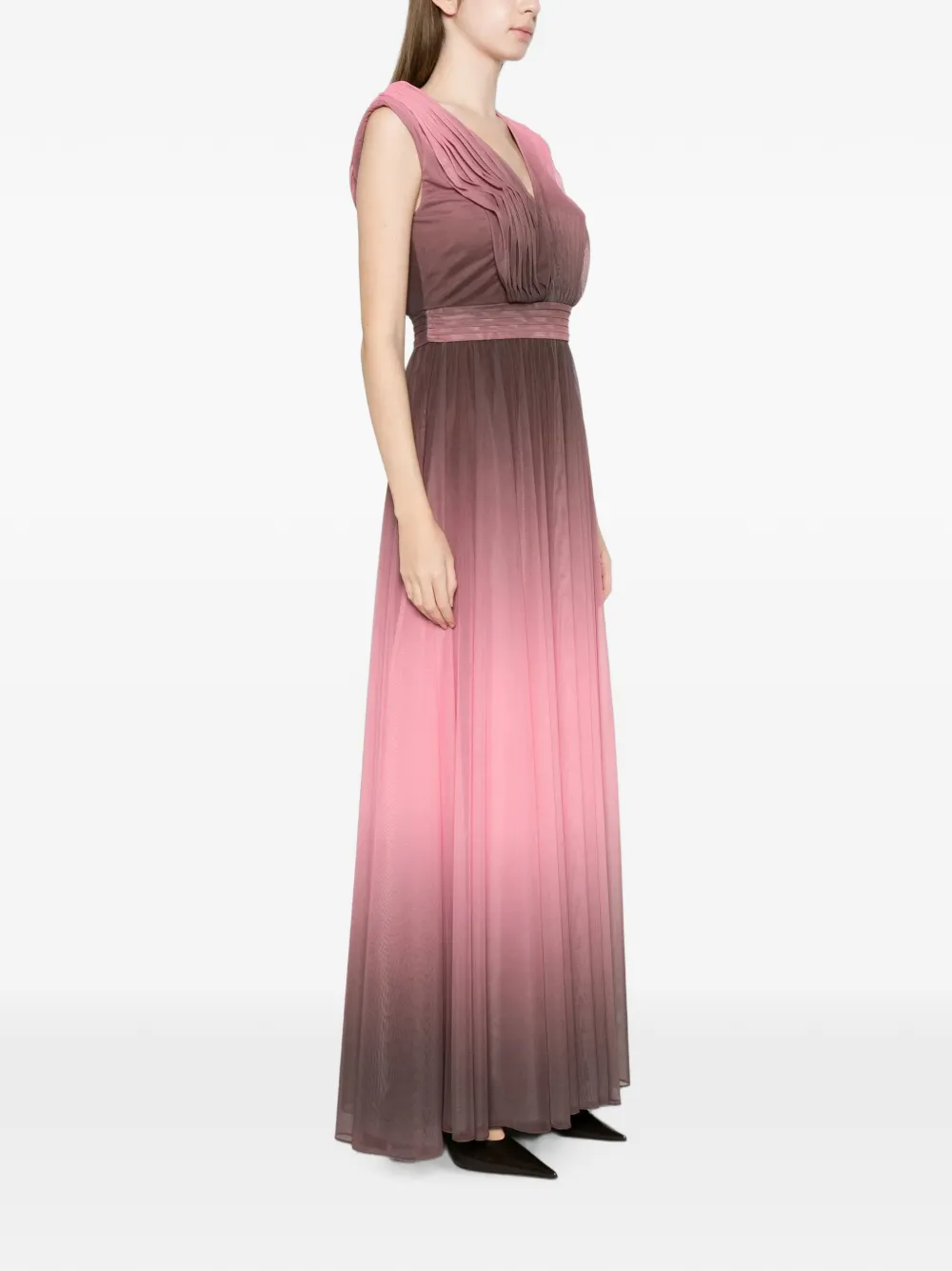 Ermanno Scervino degradé-effect pleated maxi dress Roze