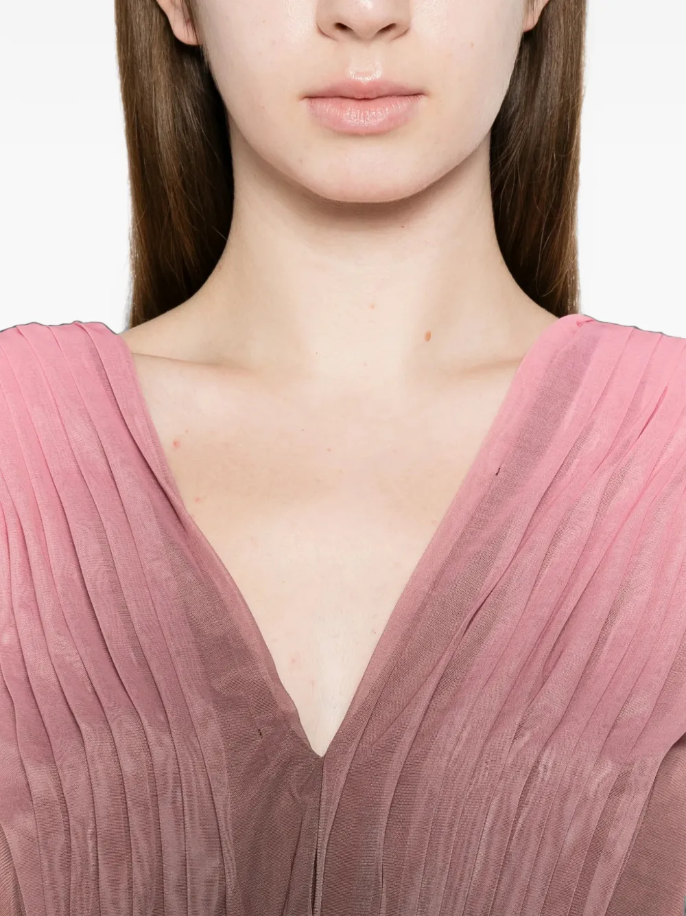 Ermanno Scervino degradé-effect pleated maxi dress Roze