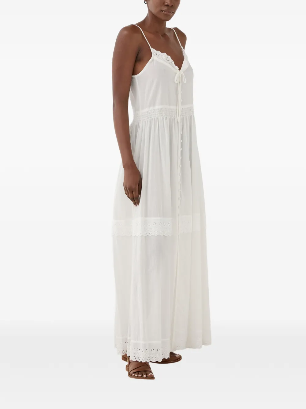 Eleh Ibiza broderie anglaise maxi-jurk Wit