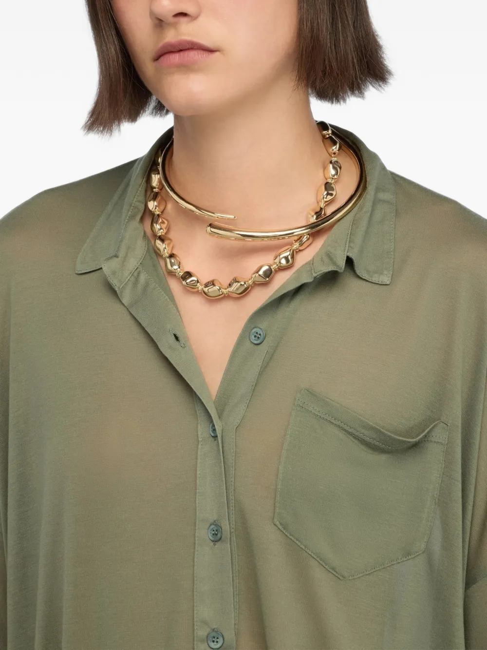 Semicouture Maria blouse met zakdetail Groen