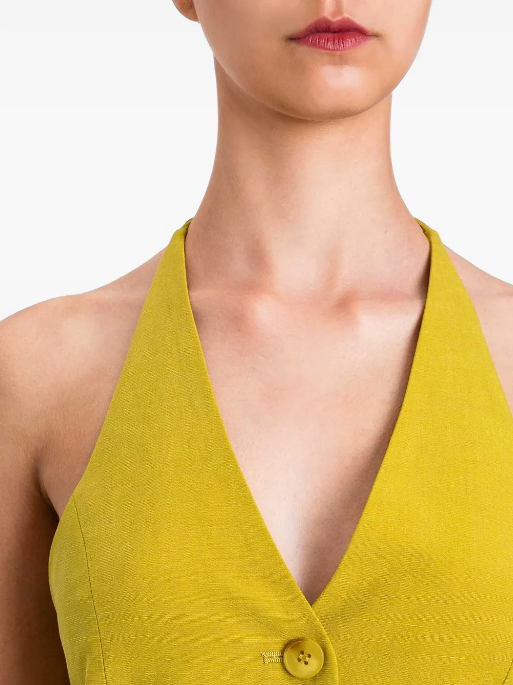TWINSET linen-blend halter waistcoat Geel