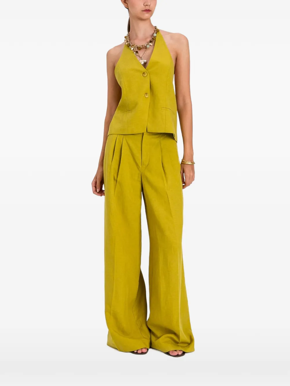 TWINSET linen-blend halter waistcoat - Giallo