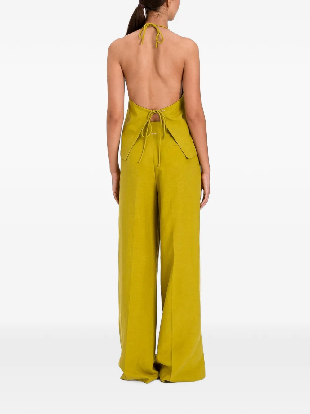 TWINSET linen-blend halter waistcoat Geel