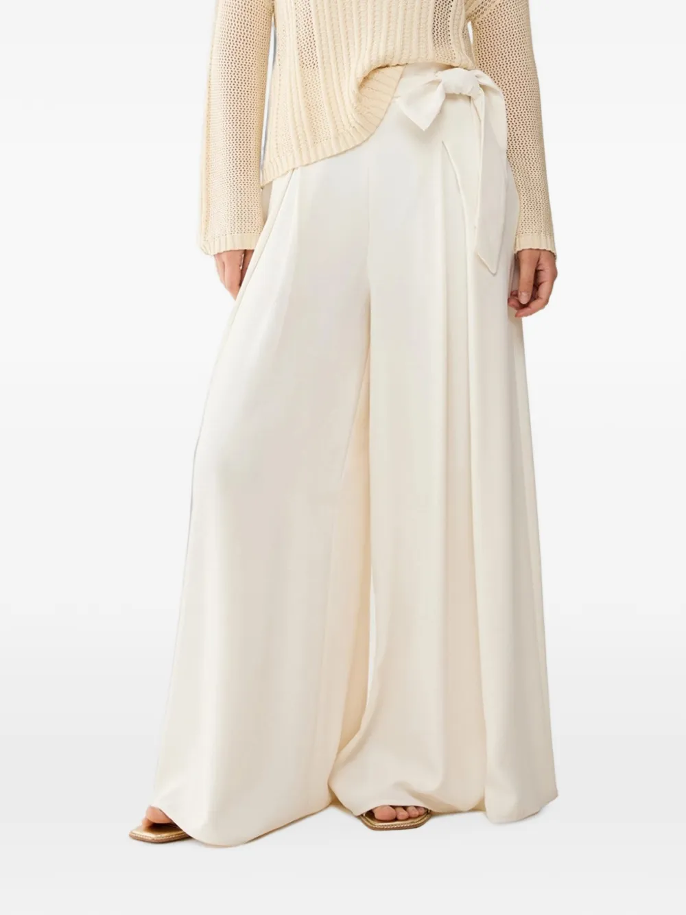Pennyblack bow-detail palazzo pants - Bianco