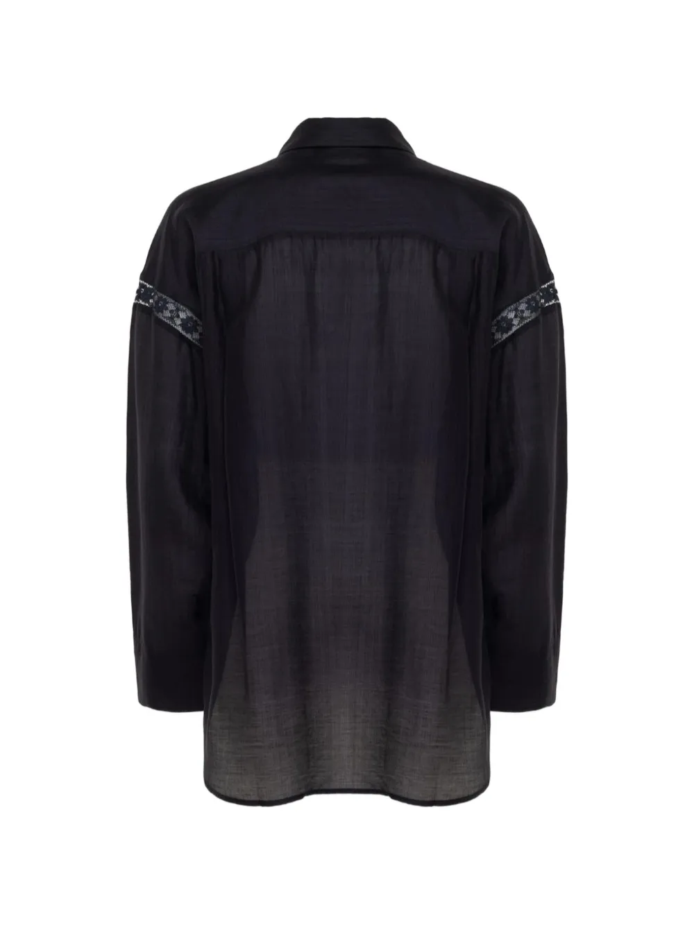 Blugirl Blouse met klepzak en kanten afwerking Zwart