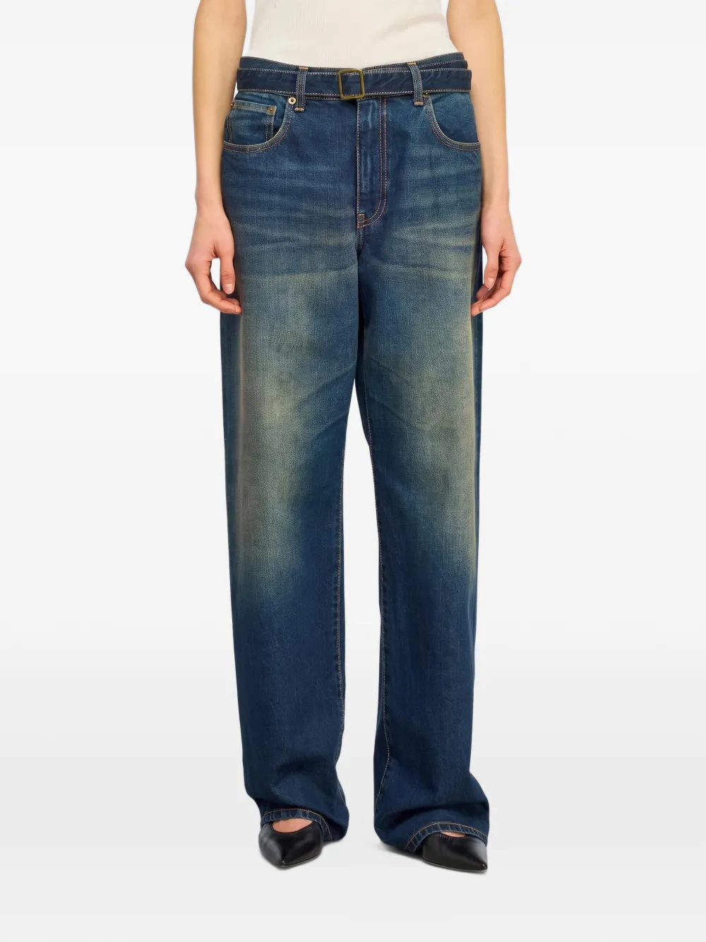 Semicouture Cynthia jeans met vervaagd effect en ceintuur Blauw