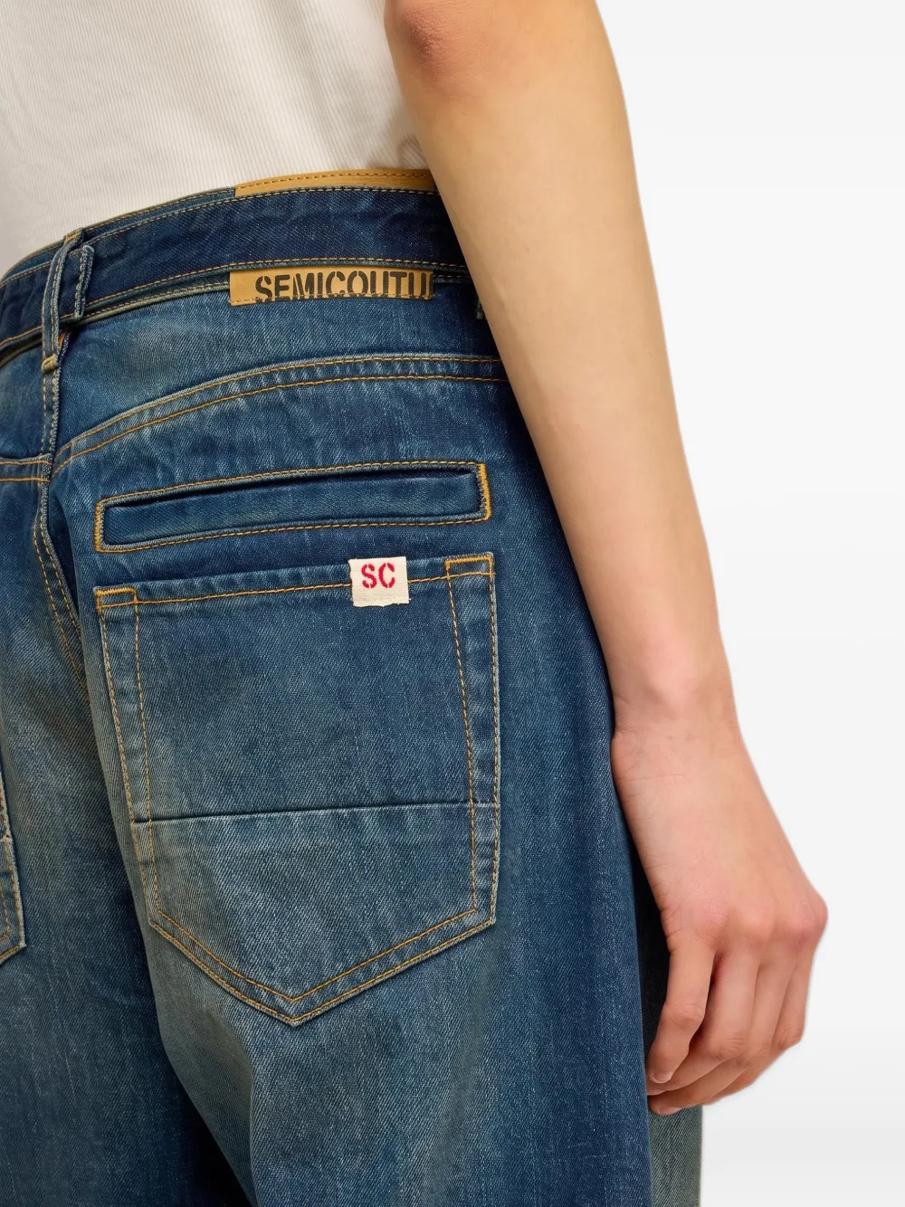 Semicouture Cynthia jeans met vervaagd effect en ceintuur Blauw