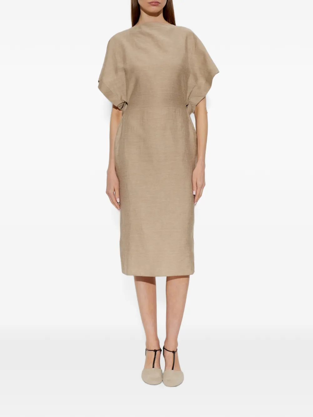 Jacquemus Linnen midi-jurk met split Beige