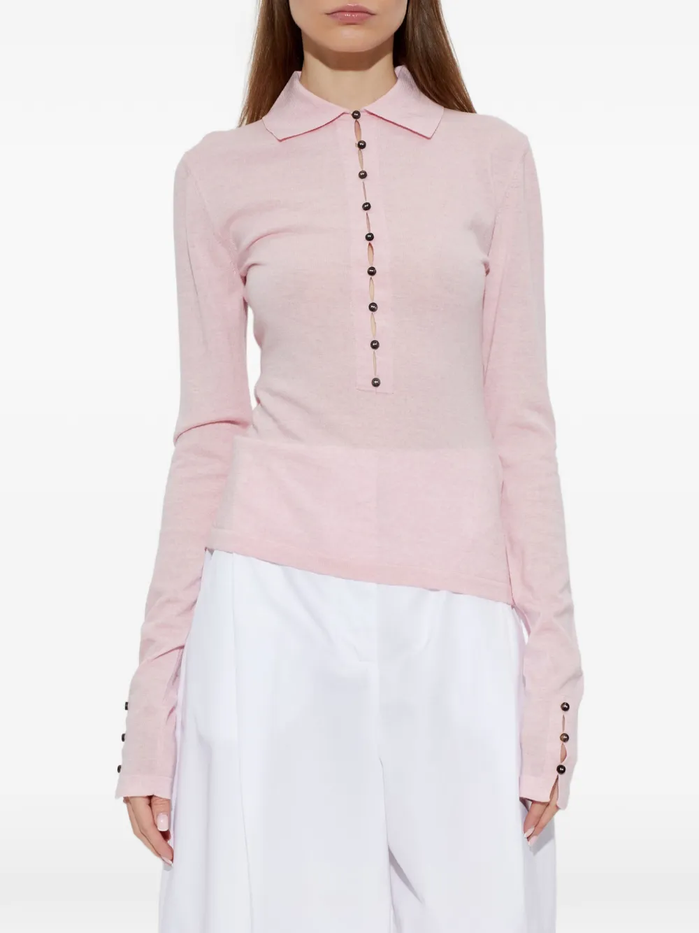 Jacquemus The Merino long-sleeve polo shirt Roze