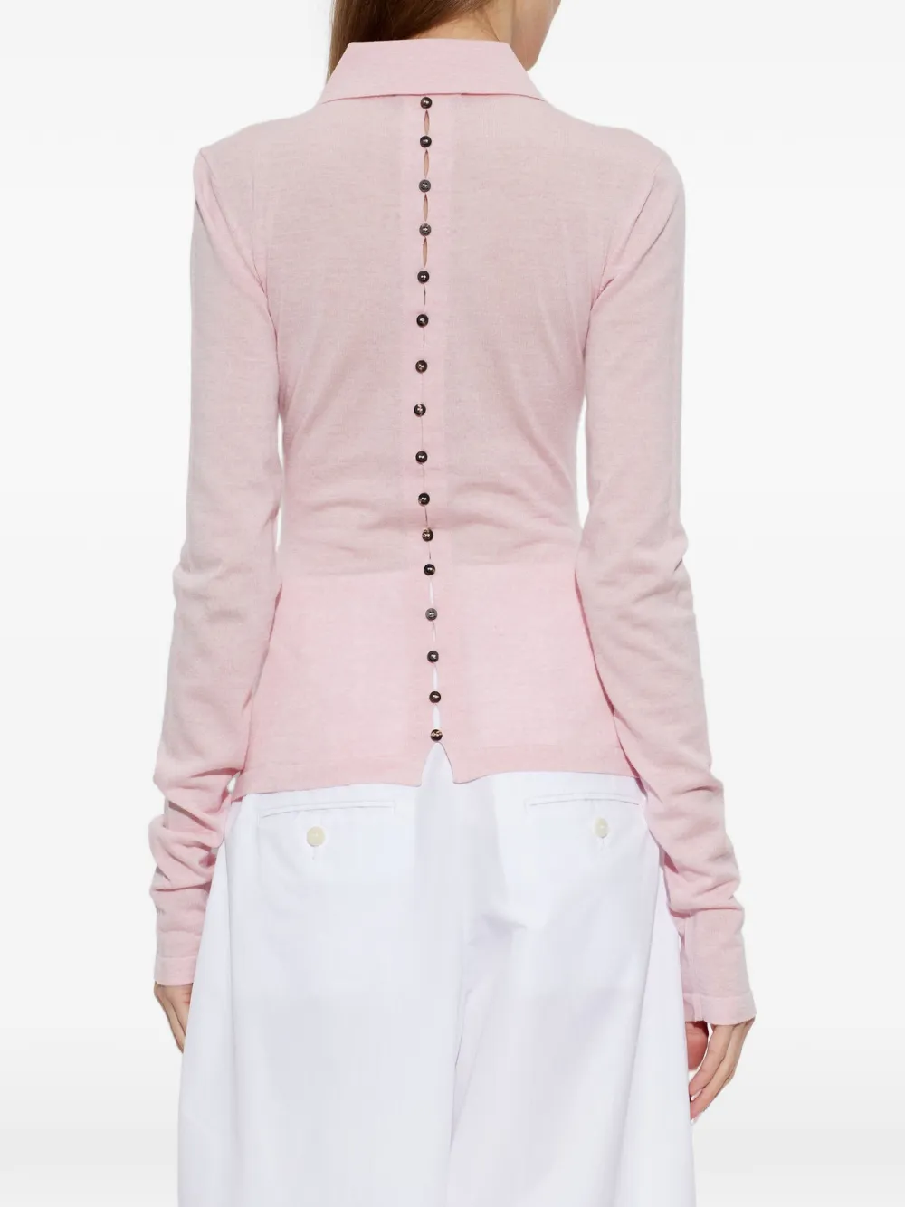 Jacquemus The Merino long-sleeve polo shirt Roze