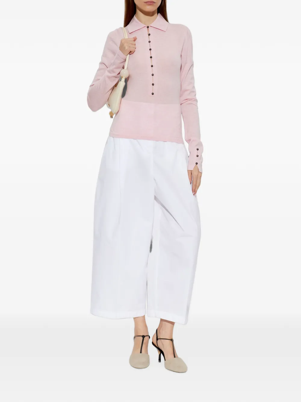 Jacquemus The Merino long-sleeve polo shirt Roze
