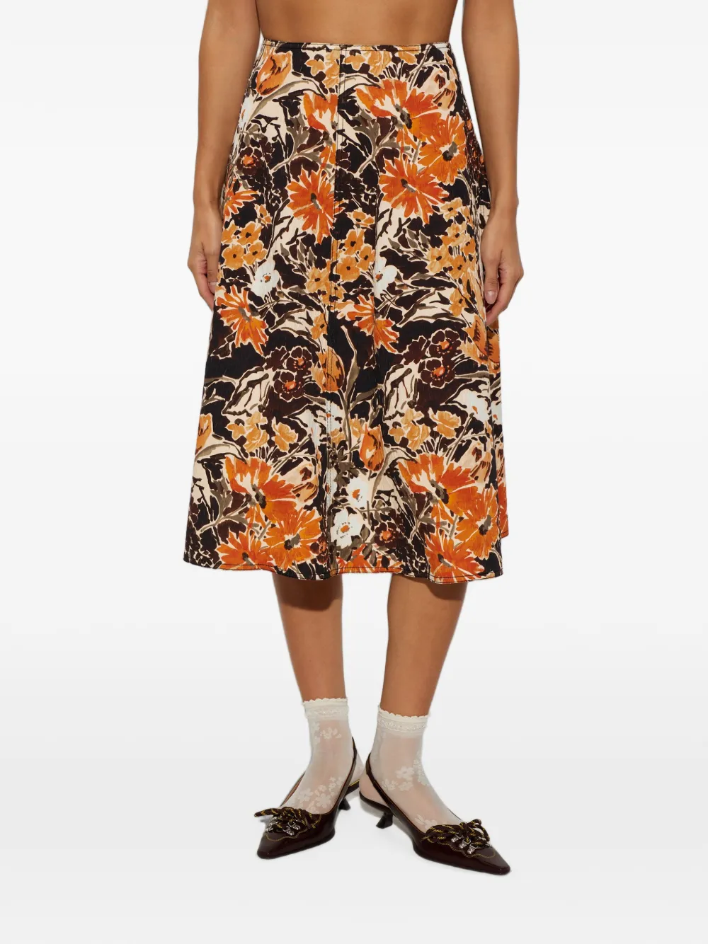 Marni Midi-jurk met bloemenprint Oranje