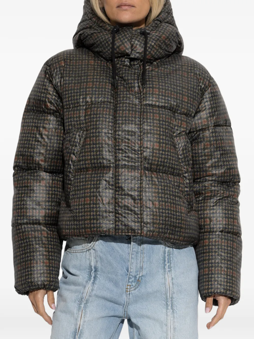 MUNTHE Vuba jack met pied-de-poule print Bruin