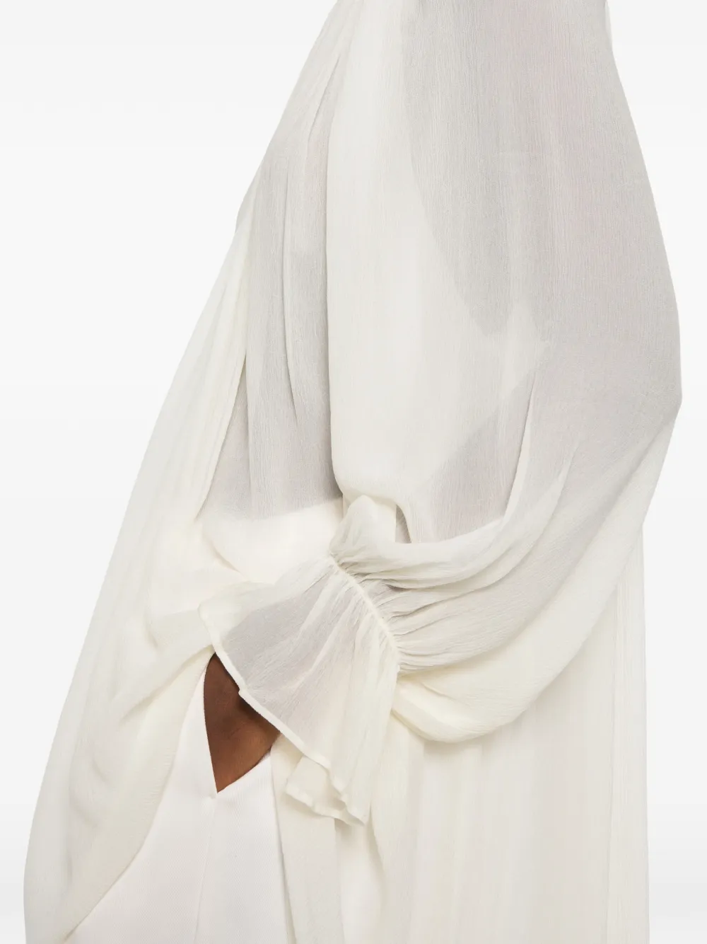 Eleh Asymmetrische jurk met ruches aan de manchetten Beige
