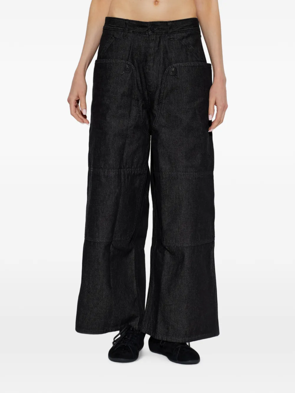 Y-3 x Yohji Yamamoto button-detail wide-leg jeans - Nero