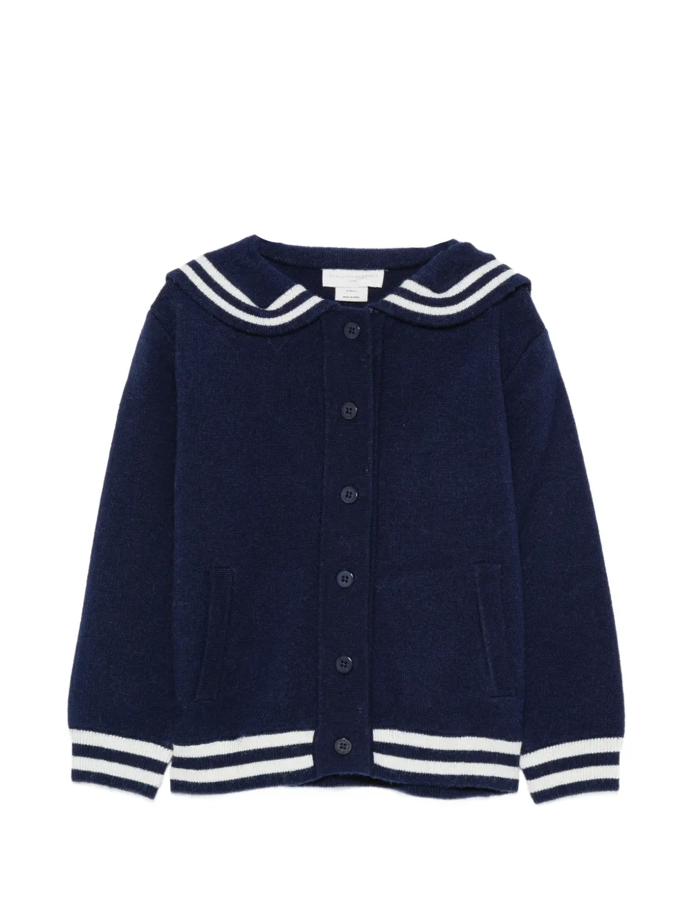 Stella McCartney Kids intarsia-knit sailor-collar cardigan - Blu