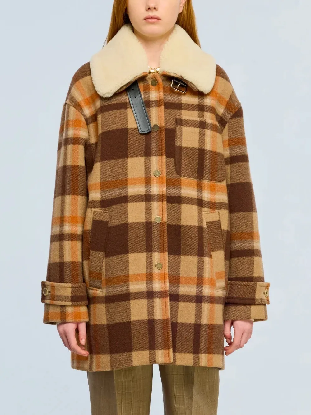 Semicouture Mary geruite jas Bruin